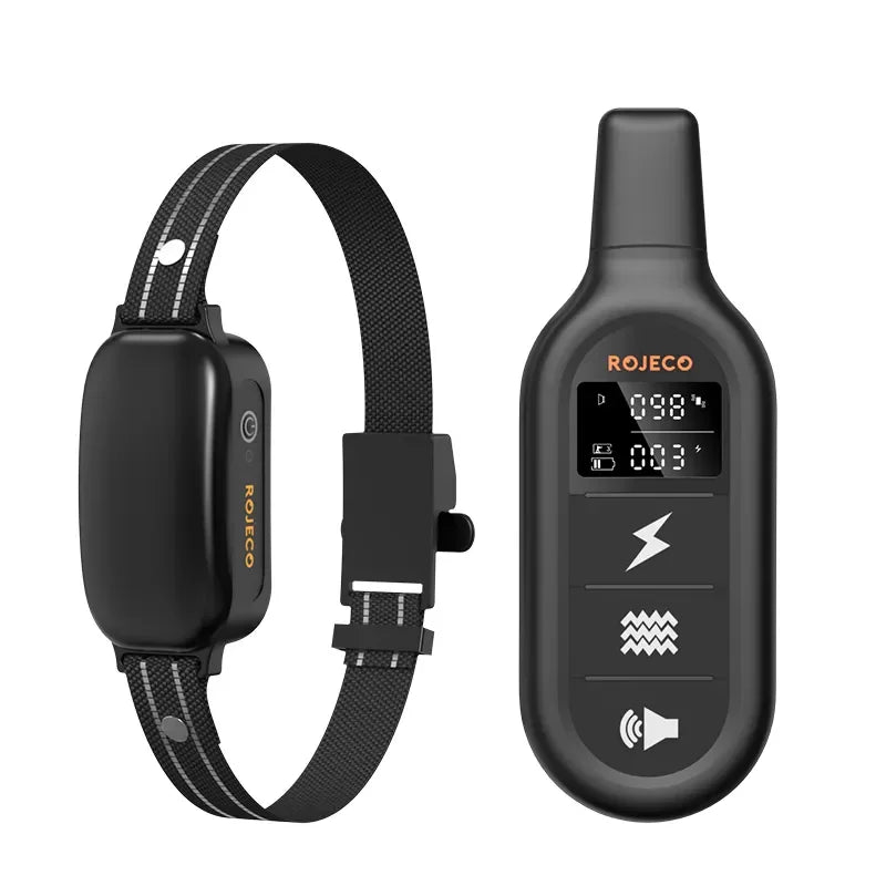 ROJECO Electric Dog Training Collar Digital Rechargeable Remote Control IPX7 Waterproof Vibrator Bark Stop Shock Collar