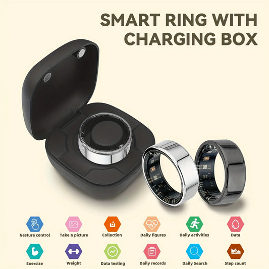 Smart Rings Steps Heart Rate Blood Oxygen Saturation Sleep Distance Calories IP68 Smart Ring Waterproof Multi-sport Mode Tracker