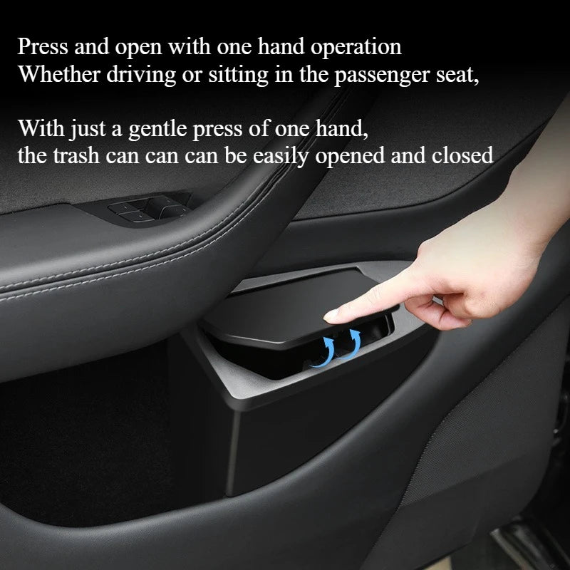 Front Door Storage Trash Can for Tesla Model Y Juniper 2025 Multi Functional Car Door Storage Box Accessories