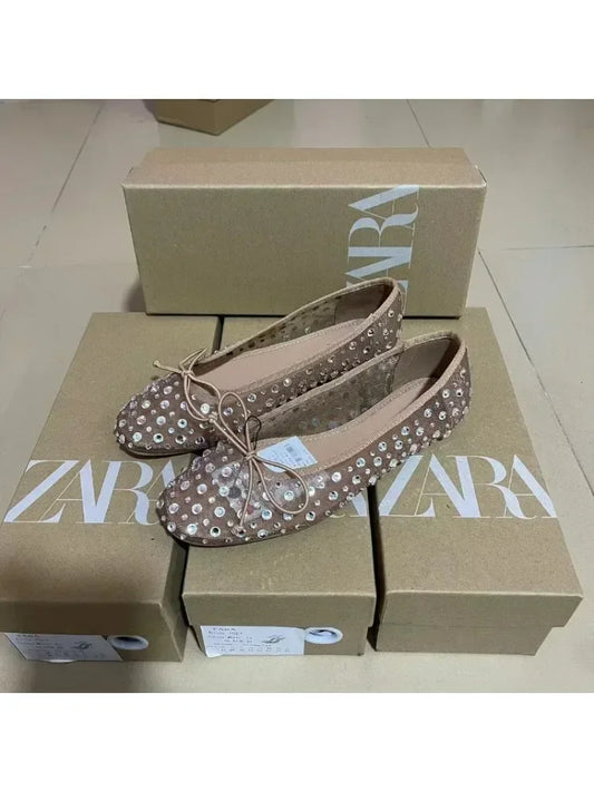 2025 Foreign Trade New Breathable Flat Bottom Water Diamond Bow Fashion Outerwear for Women