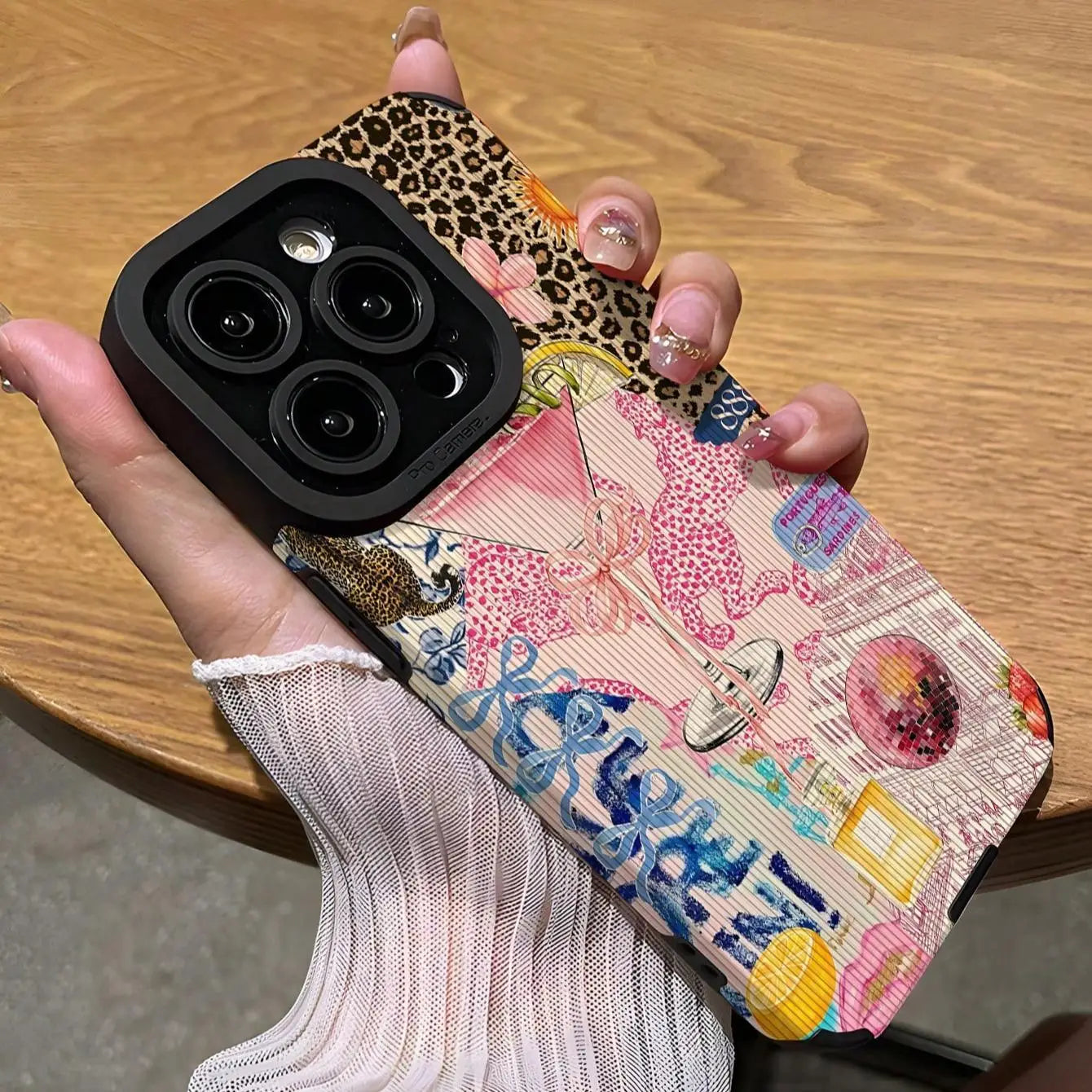 Fashion Leopard Pattern Phone Case for Fall Anti Drop Protector Cover Compatible with iPhone 16 Pro Max 15 Pro 14 Plus 13 12 11