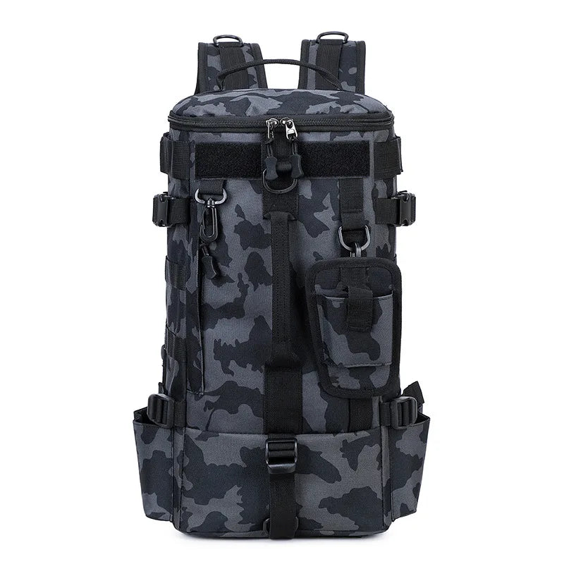 Tactical Fishing Backpack Tackle Bag with Rod Holders Multifunctional Storage for Camping Hiking and Outdoor Activities