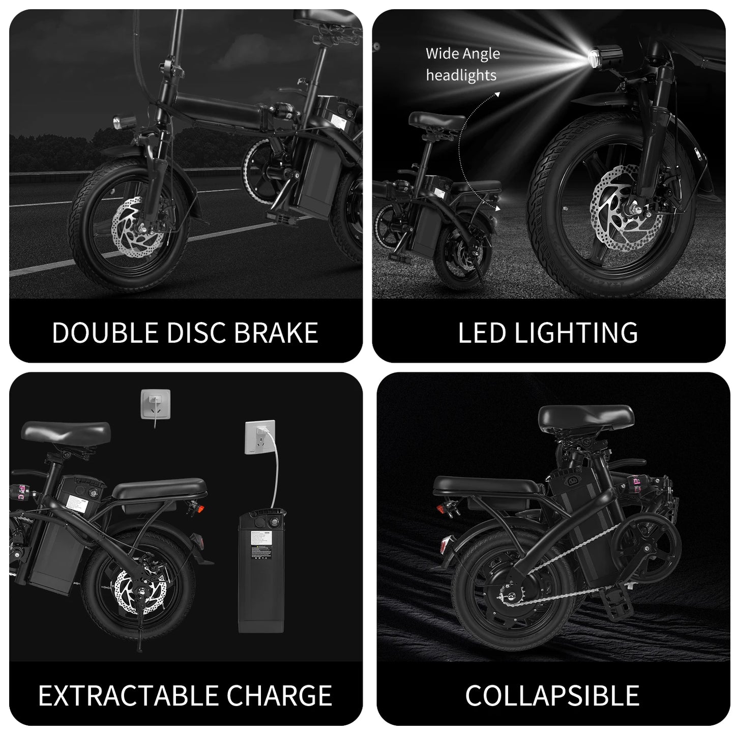Adult Folding Electric Bicycle with 400W High Speed Motor and 48V Detachable Battery 14 Inch Double Brake Design