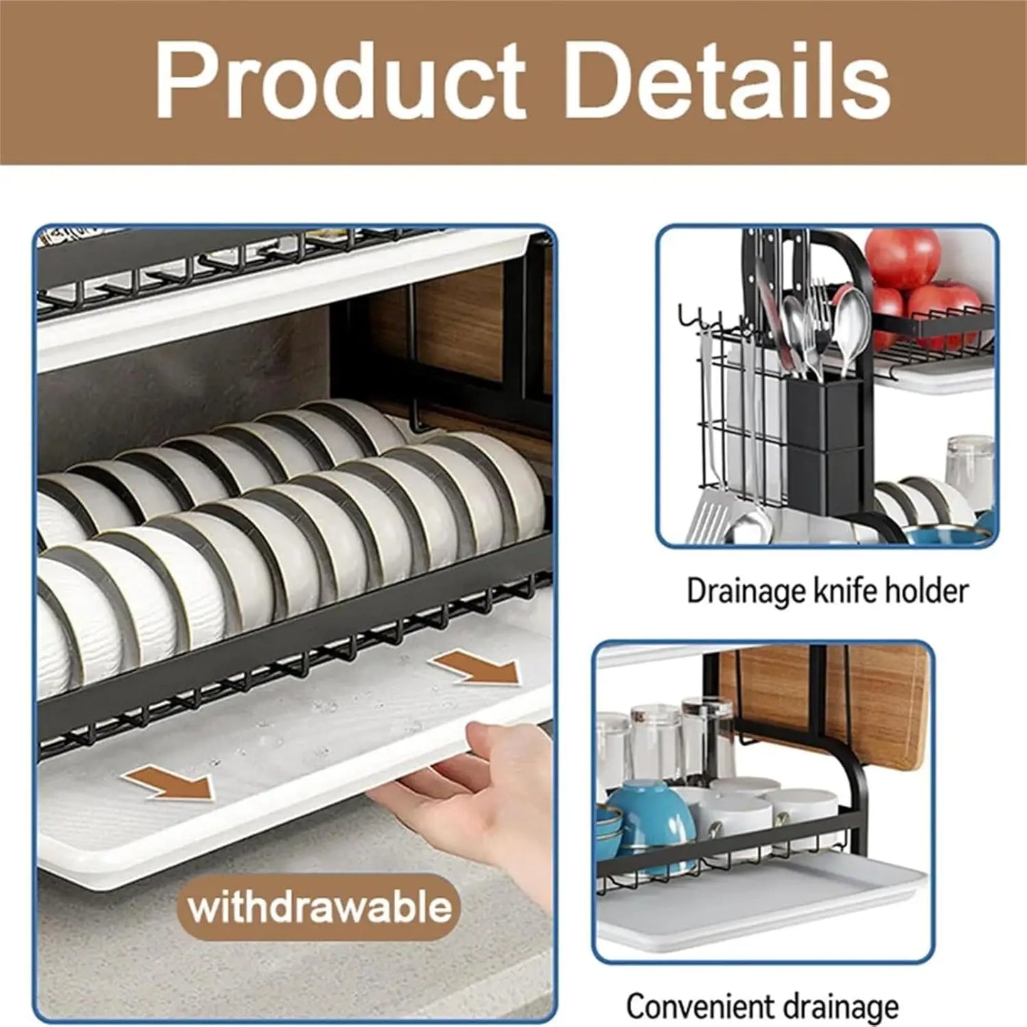 Hign-concerned Dish Rack Three Tier Space Saving Drainer