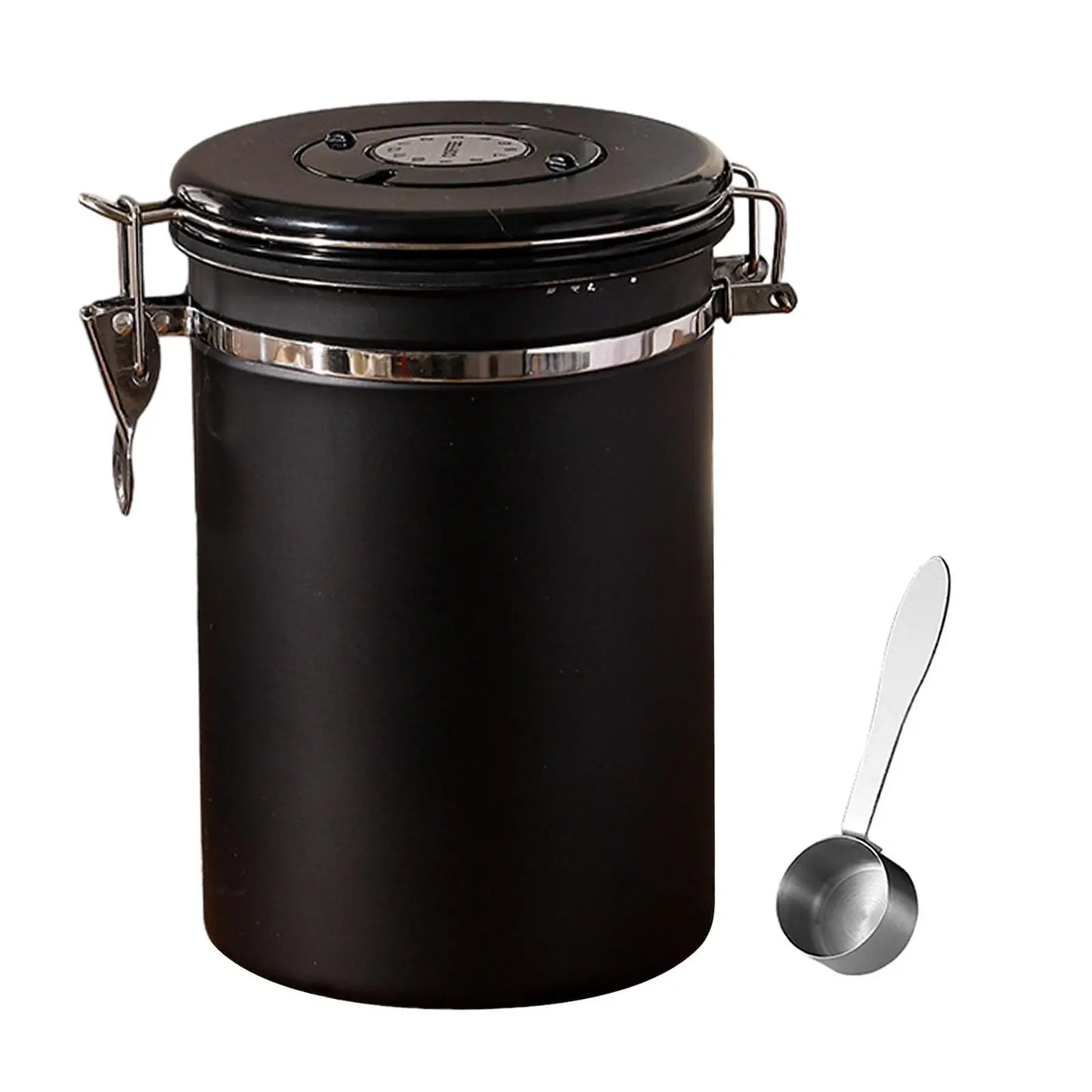 Coffee Bean Container and Spoon Airtight Stainless Steel Storage Jar
