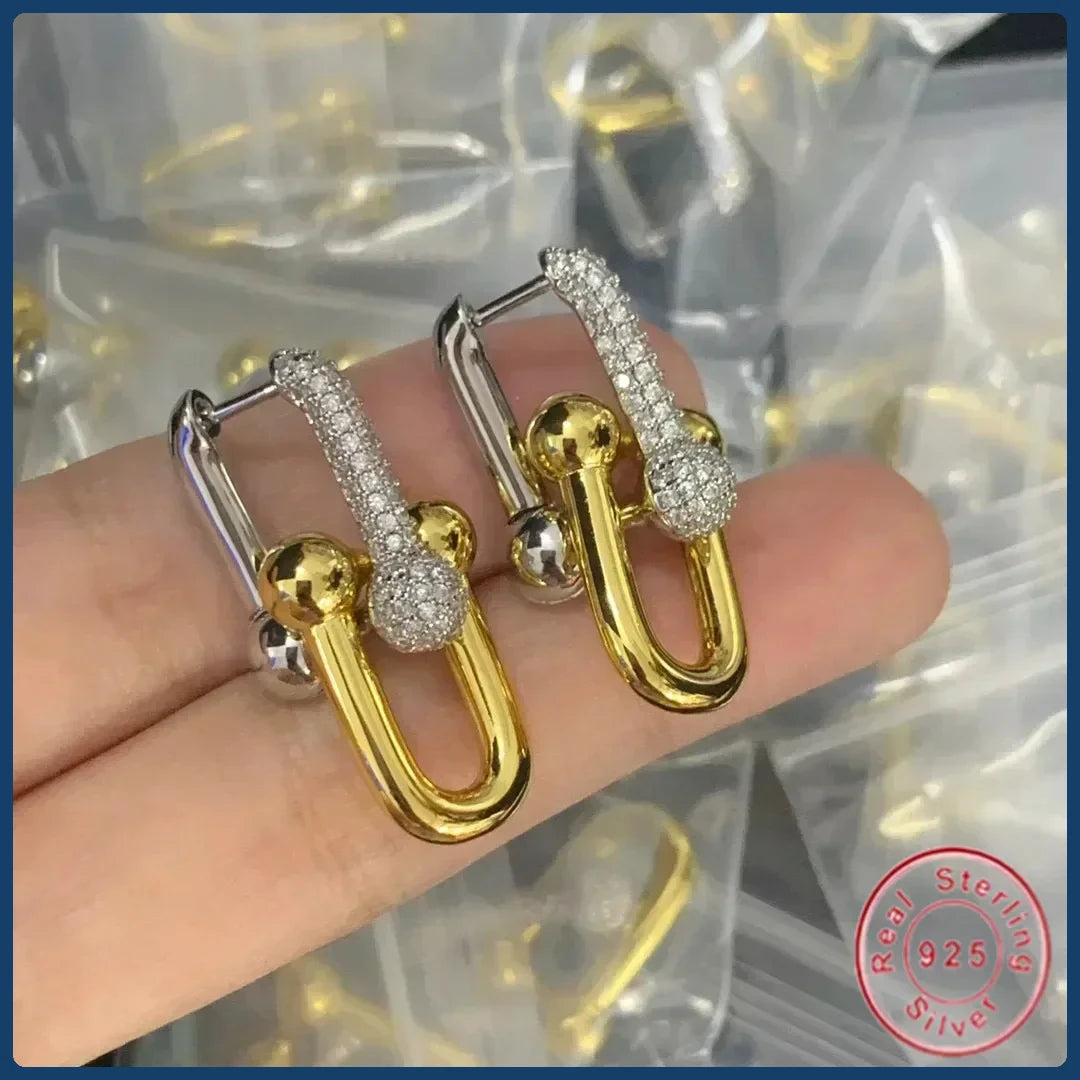 New Arrival S925 Sterling Silver Classic Letter T Bracelet and Necklace Set Retro Horseshoe Design High End Women's Jewelry
