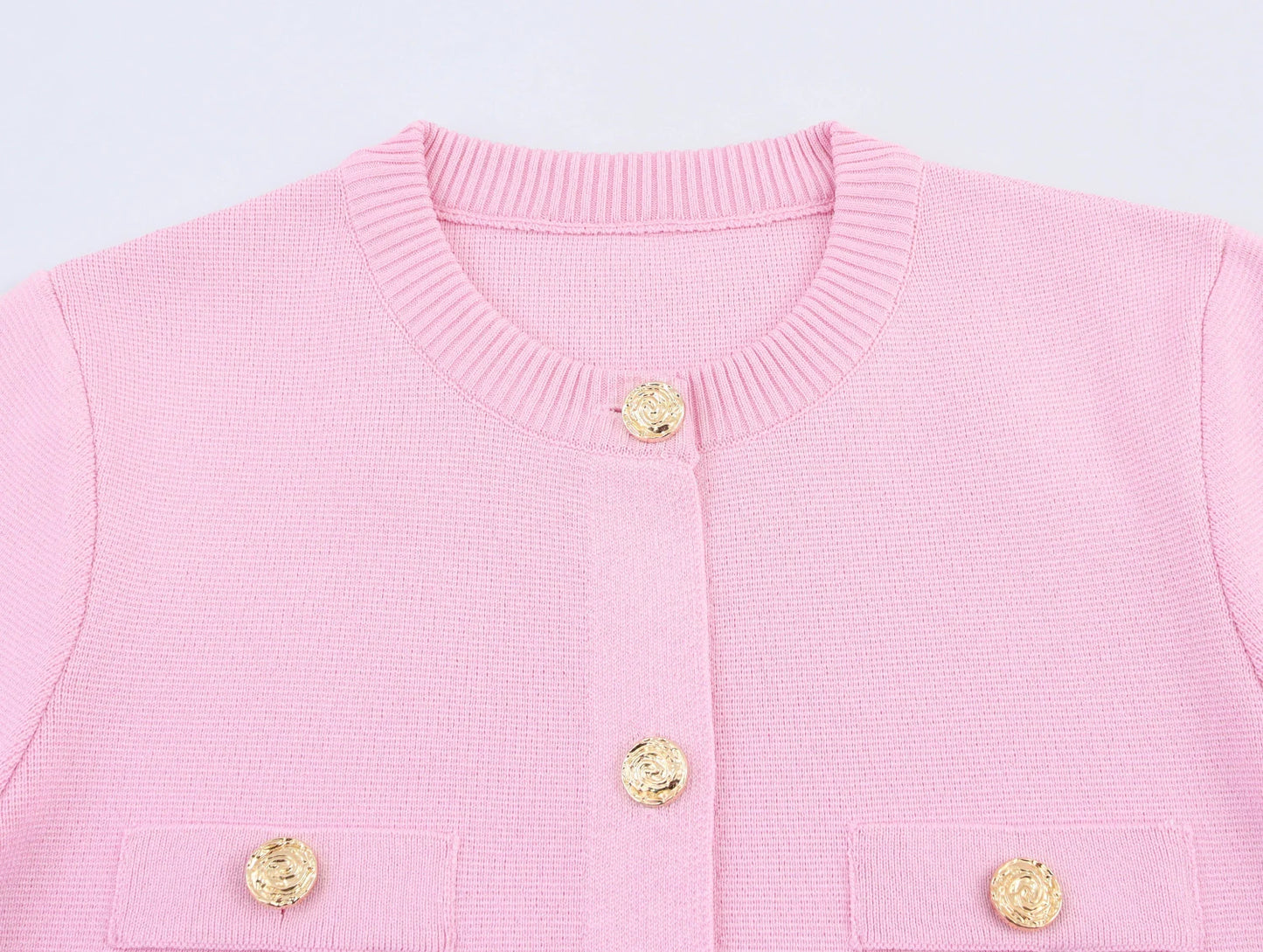 Deeabae Spring And Autumn Round Neck Short Sleeve Simple Fashion Single Breasted Knitted Cardigan Coat for Women