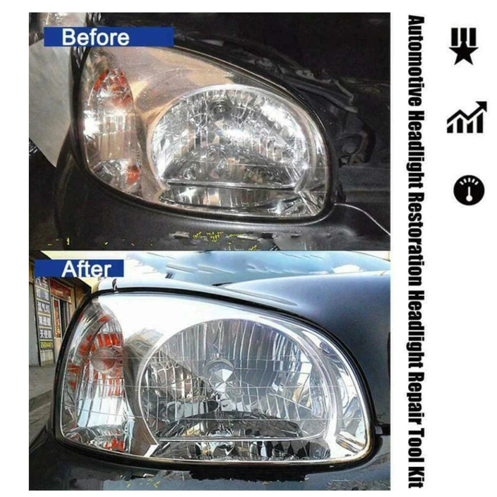 Headlight Polishing Set Auto Headlight Renovator Light Restoration Kit 300ml Polish Clean Car Spotlights