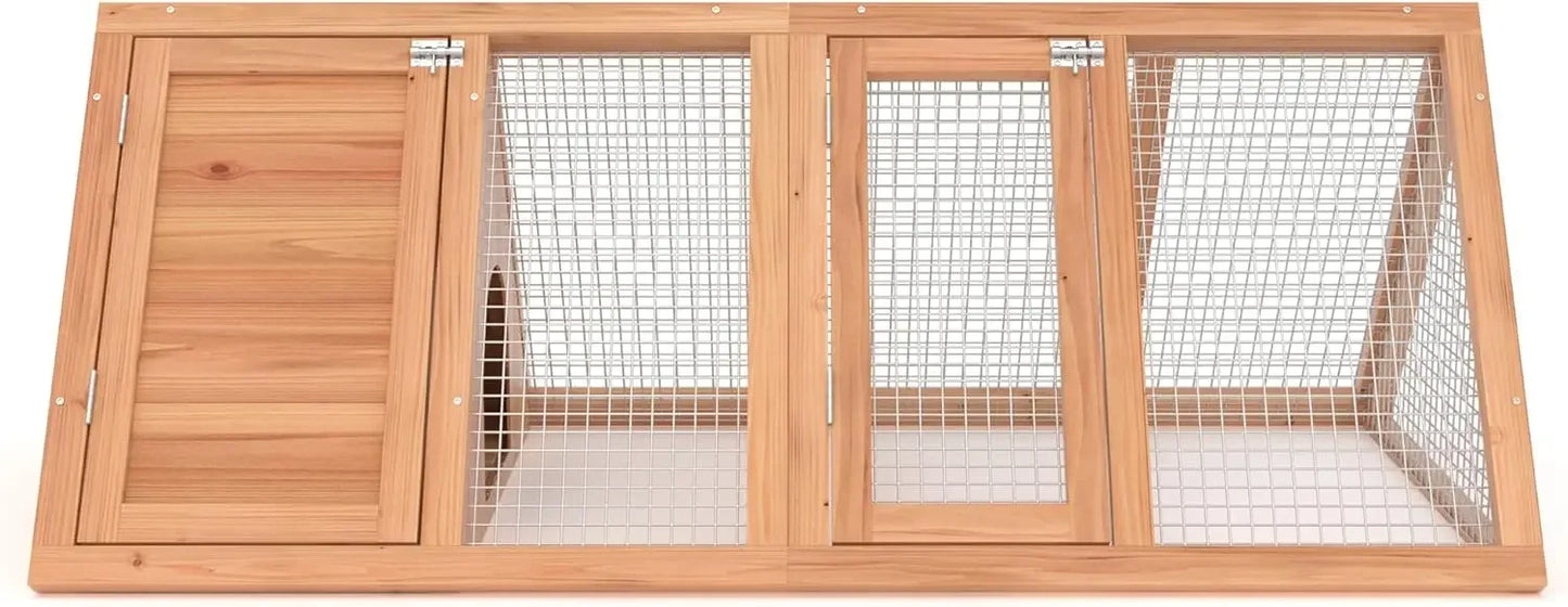 Outdoor Chicken Coop for 2 to 4 Chickens Wooden Hen House Poultry Pet Hutch Run Cage with Waterproof Asphalt Roof and Wire Fence 80 Inches