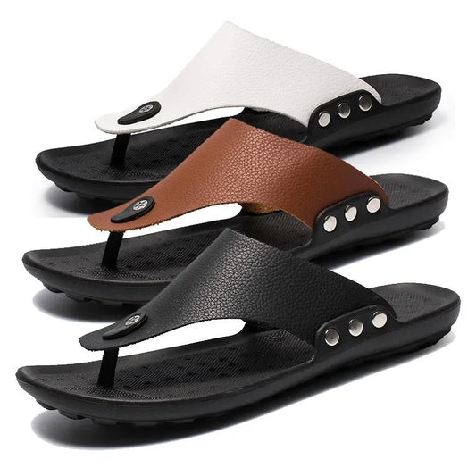 MaeDef 2024 Summer Men's Slippers Outdoor Beach Soft Comfortable Slip On High Quality Non Slip Flip Flops Travel Sandal