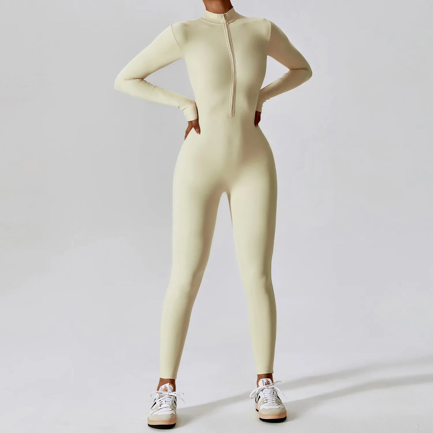 Winter Autumn Women's One Piece Yoga Jumpsuit Solid Polyester Spandex