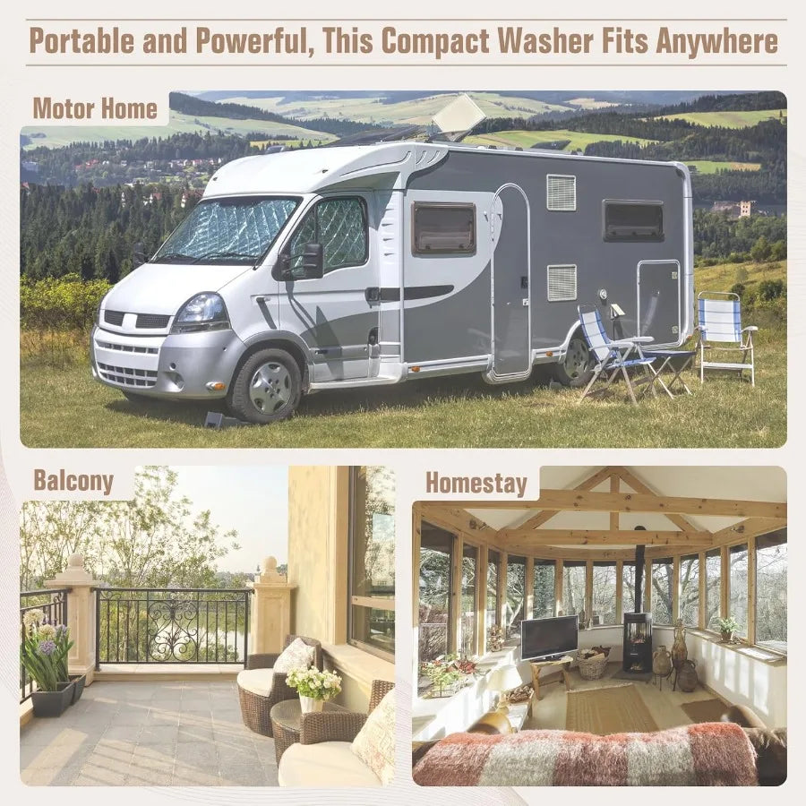 Portable Washing Machine16 lbs Mini Washer and Spin Dryer Combo Built-in Gravity Drain Compact Laundry Washer with Drain Pump T