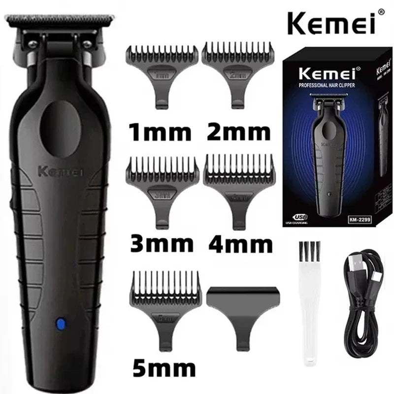 Kemei 2299 Cordless Hair Trimmer Zero Gapped Carving Clipper Professional Electric Hair Cutting Machine