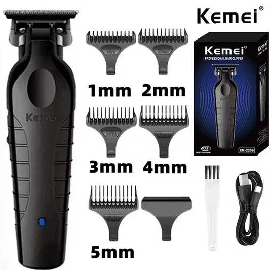 Kemei 2299 Cordless Hair Trimmer Zero Gapped Carving Clipper Professional Electric Hair Cutting Machine