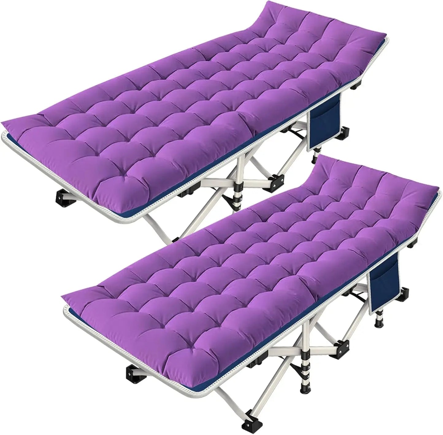 2 Pack Oversize XXL Camping Cot with Mattress Comfortable Extra Wide Sleeping Bed for Adults with Carry Bag