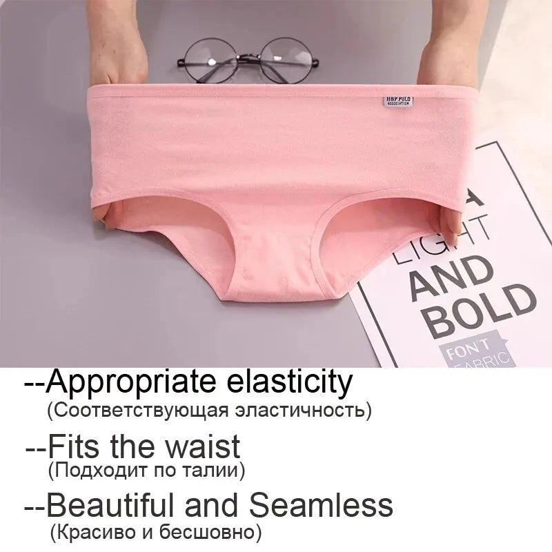 7Pcs Plus Size Cotton Underwear for Women Breathable Soft Briefs Cute Solid Color Lingerie