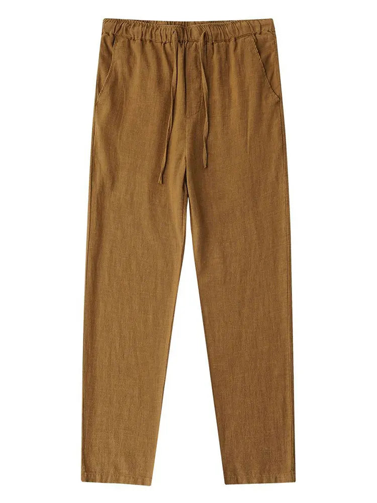 Casual Cotton Linen Chino Pants for Men Wide Leg Lightweight Baggy Cotton Sweatpants Male Walking Jogger Trousers Work