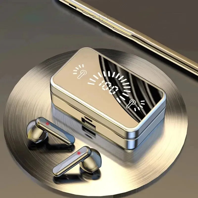 S20 Bluetooth Earphones Headphones Mirror Wireless Stereo Headset 5.3 Digital Display Touch Control Sports Earbuds for Gaming