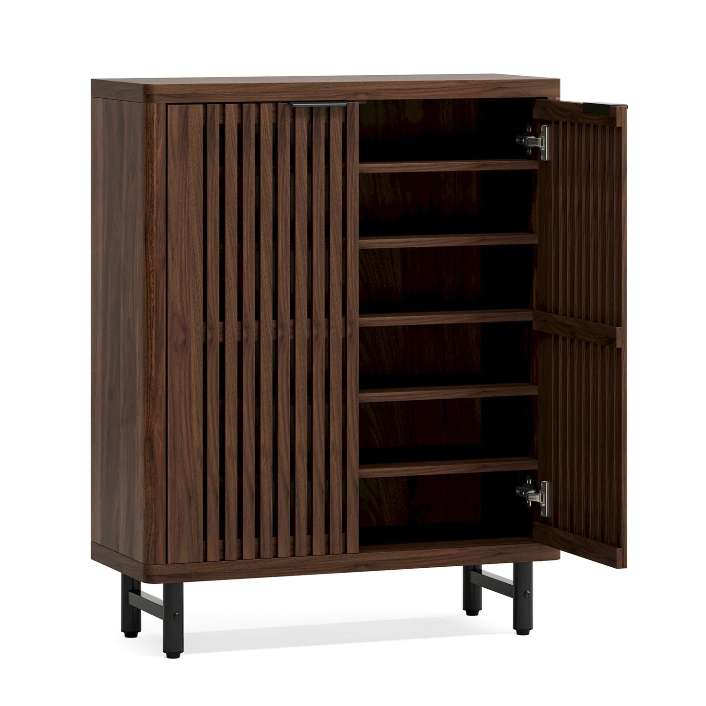 Tribesigns 6-Tier Shoe Cabinet with Louvered Doors, Large Wooden Shoe Storage Cabinet with Adjustable Shelves