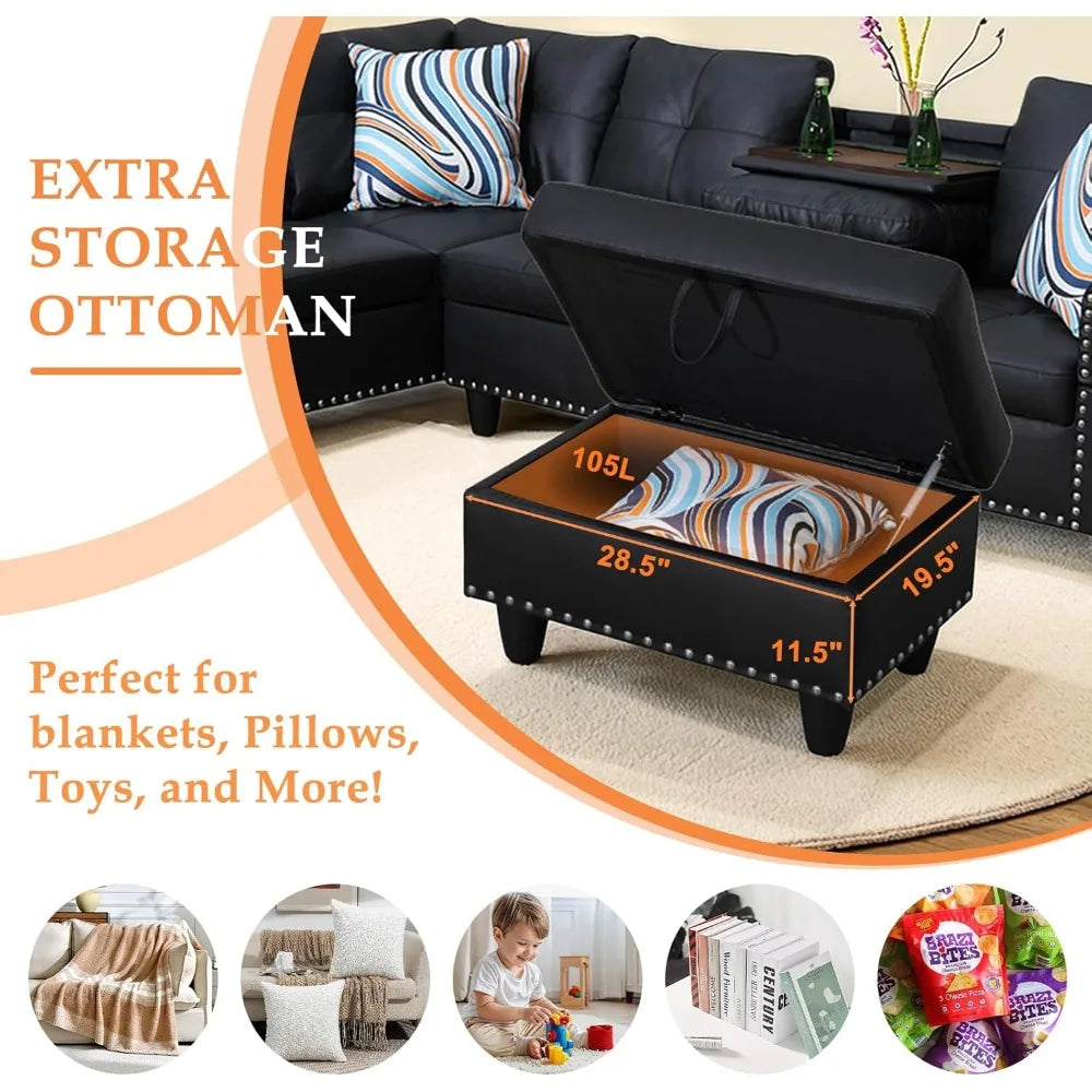 ZHUXIANG L Shape Sectional Sofa Couch Modern Living Set