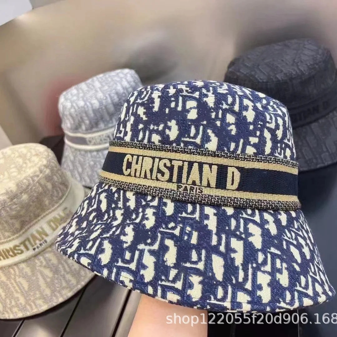 High Quality Lettering Embroidery Sun Block Hat Landscape Painting Fisherman Hat Ladies Outdoor Four Seasons Bucket Hat