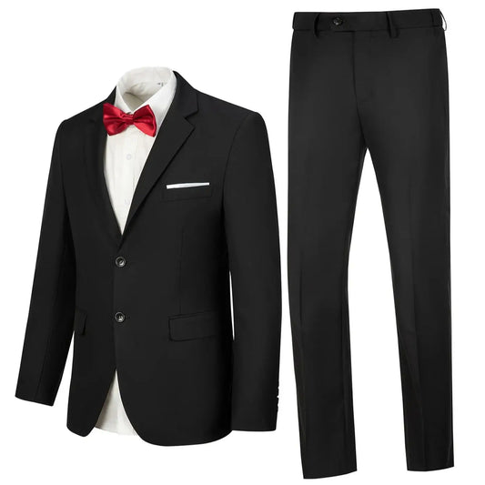 2Pieces Mens Suits Slim Fit Suit Set For Men Blazer&Pants Two Buttons Formal Business Elegant Solid Fashion Black XS-XXXL