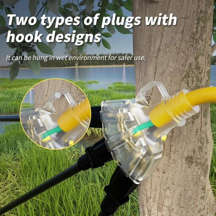 25 FT 12 3 Gauge Outdoor Extension Cord with Multiple Outlets Light Indicator Flexible Weatherproof Heavy Duty Extension Cord