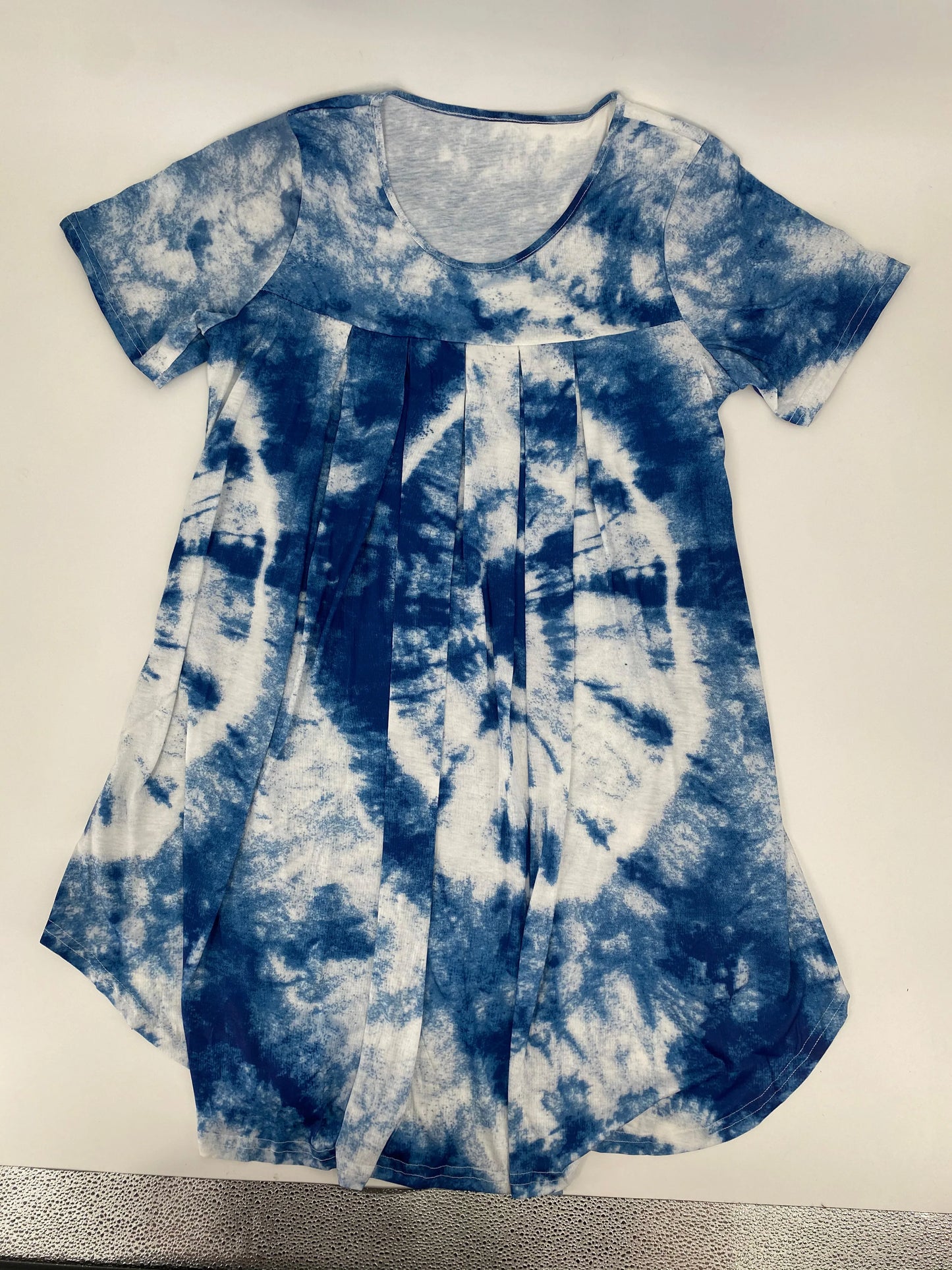 Plus Size Women's Loose Casual Front Pleated Printed Short Sleeve Pajamas Dress with Hand Pockets