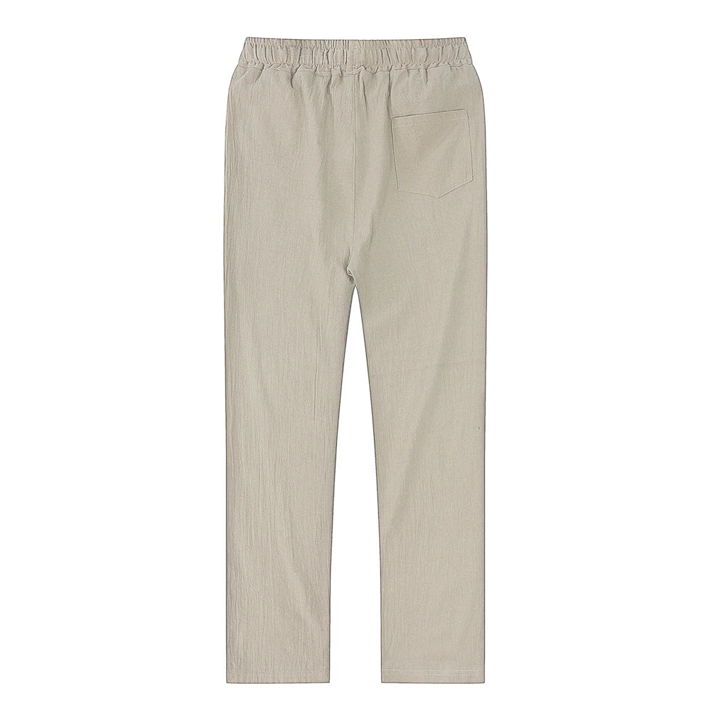 Men's Breathable Cotton Linen Pants for Autumn Solid Color Trousers Fitness Streetwear Sizes S to 3XL