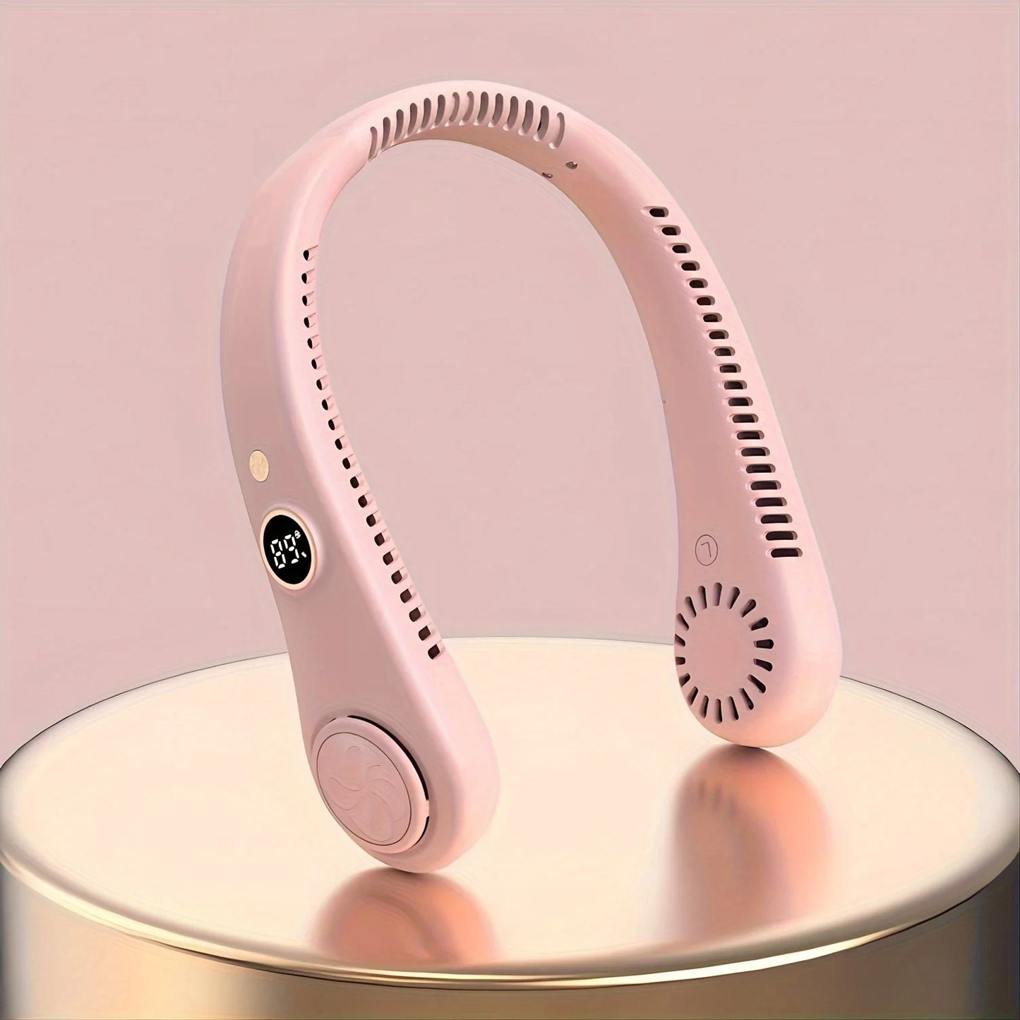 Portable Rechargeable Bladeless Neck Fan 360 Degree Cooling Wearable Personal Fan for Travel and Outdoor Sports with Digital Display