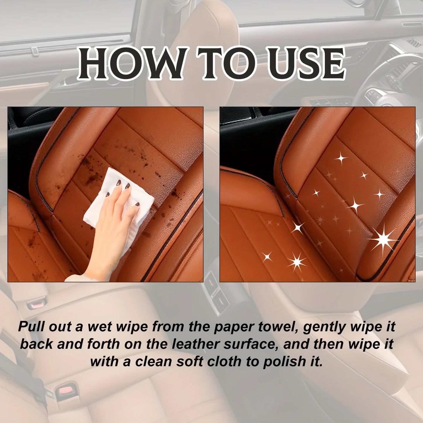 40 80pc Premium Faux Leather Cleaning Wipes for Sofas Shoes and Car Seats