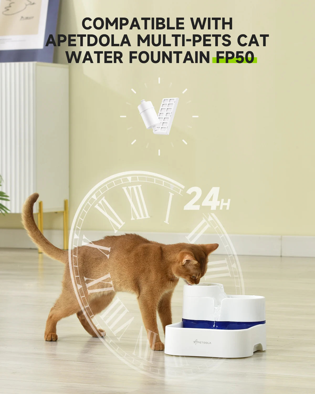 Replacement Filters For Cat Dog Water Fountain APETDOLA 3L Dispenser Activated Carbon Filter FP50