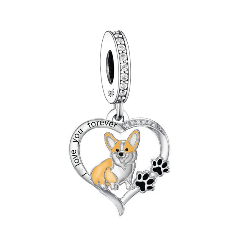 Huoonew Fit Original Pan Charm Bracelet 925 Silver I Love You Forever Yorkshire Dog Bead DIY Memorial Berloque