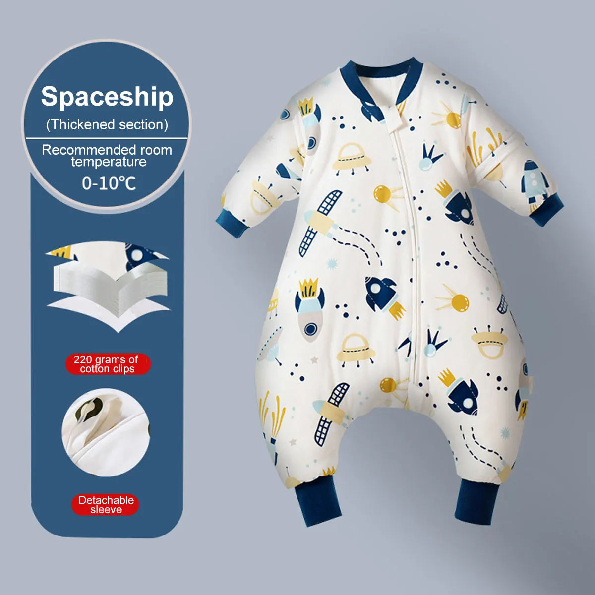 Baby Cartoon Split Legged Sleepsacks With Detachable Sleeves For Boys And Girls Children's Sleeping Bag Autumn And Winter Thickened Cotton