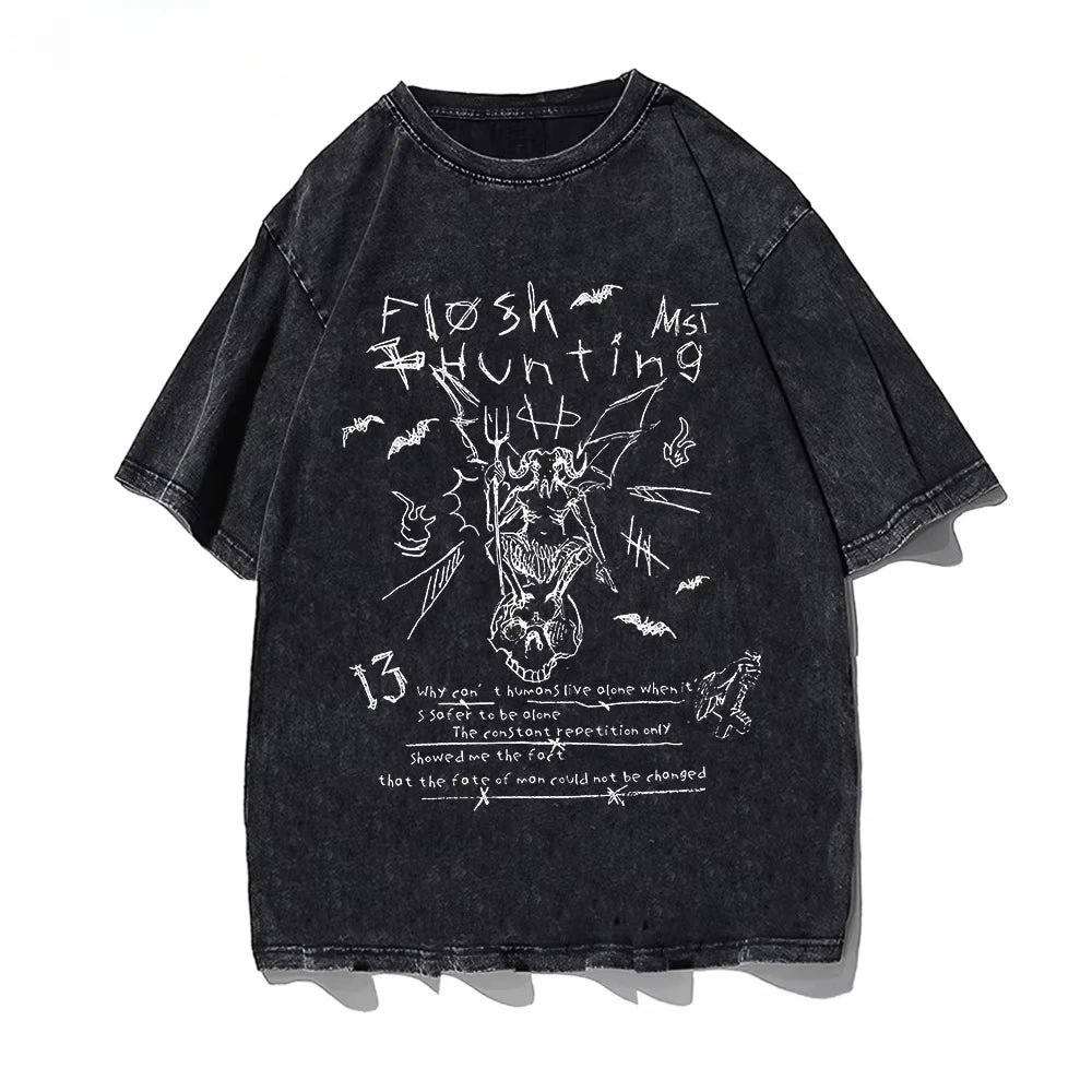 Oversized Loose Washed Cotton T Shirt for Men and Women Summer