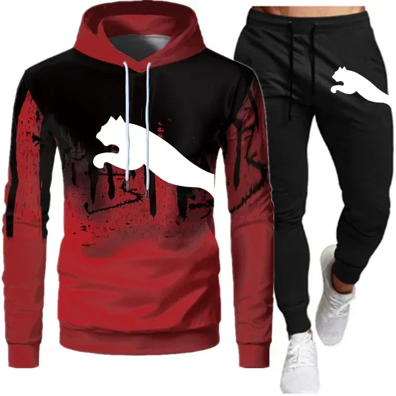 2024 Men and Women Fashion Casual Trend Sweater Set Outdoor Sports Printing Pattern Two-Piece Set Size S to 3XL