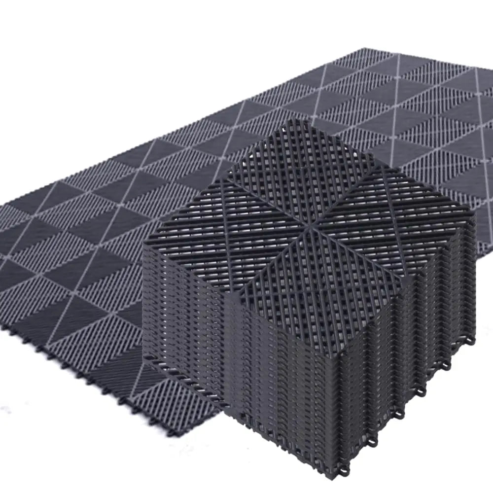 20 Pack Interlocking Drainage Tiles, 15.7 * 15.7 inch Rubber Floor Tiles, Double Non-Slip Tiles Mat Garage Floor Mat with Drain