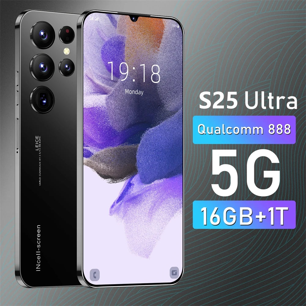 S25 Ultra Smartphone 22TB Plus 2TB Global Version 7.3 Inch HD Full Screen 4G 5G Dual SIM Cell Phone 8000mAh 10 Core Super Game Phone