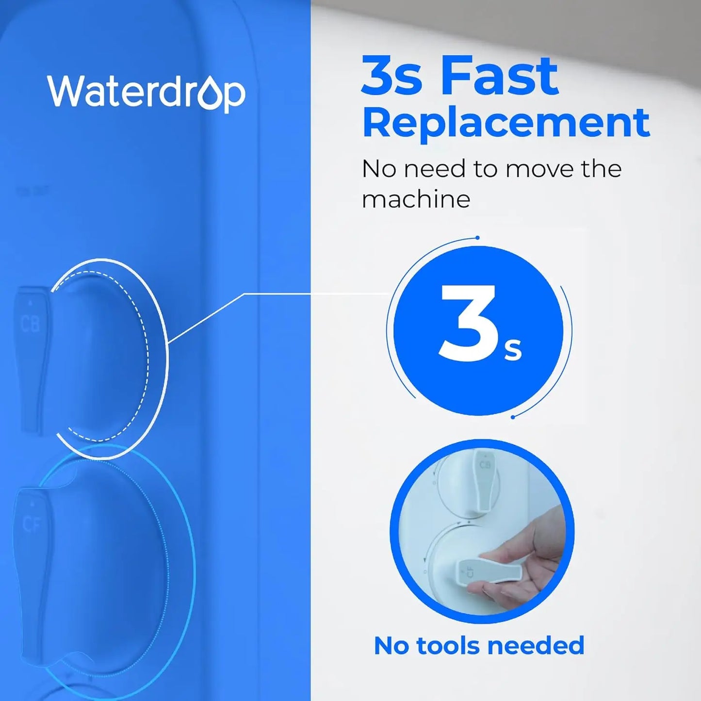 Waterdrop WD-G3-CB Filter, Replacement for WD-G3-W, WD-G3P600 and WD-G3P800-W Reverse Osmosis System, 1-year Lifetime