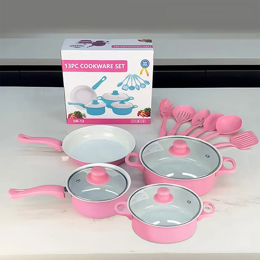 12-Piece Non-Stick Cookware Set Cooking Pot with Lid Milk Pot Maifan Stone Frying Pan Cooking Pot Set for All Hob