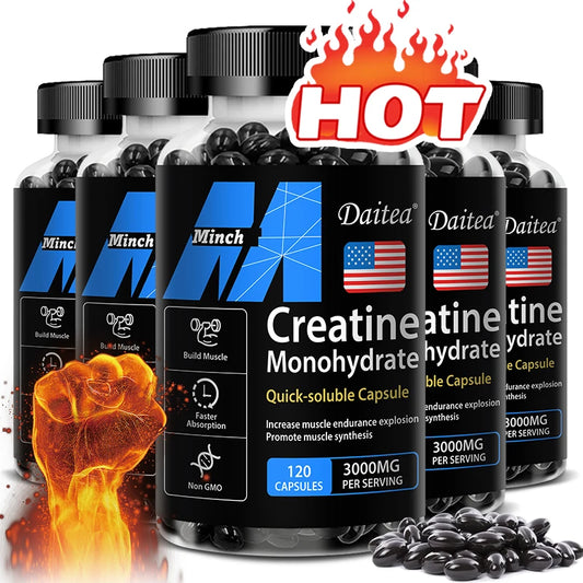 Creatine Monohydrate 3000 Mg Easy To Absorb Supports Strength Muscle 120 Capsules