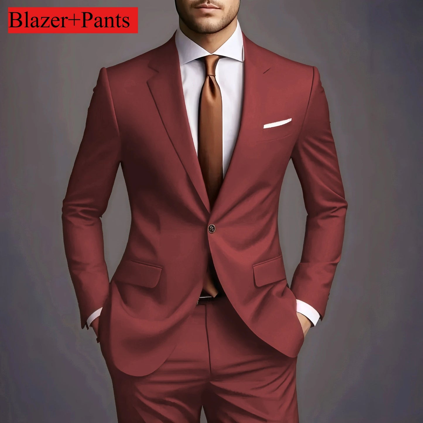 (Jacket +Pants) 2025 New Luxury Elegant Men's Suits 2 Piece Set Fashion Korean Casual Slim Fit Social Groom Wedding Tuxedo