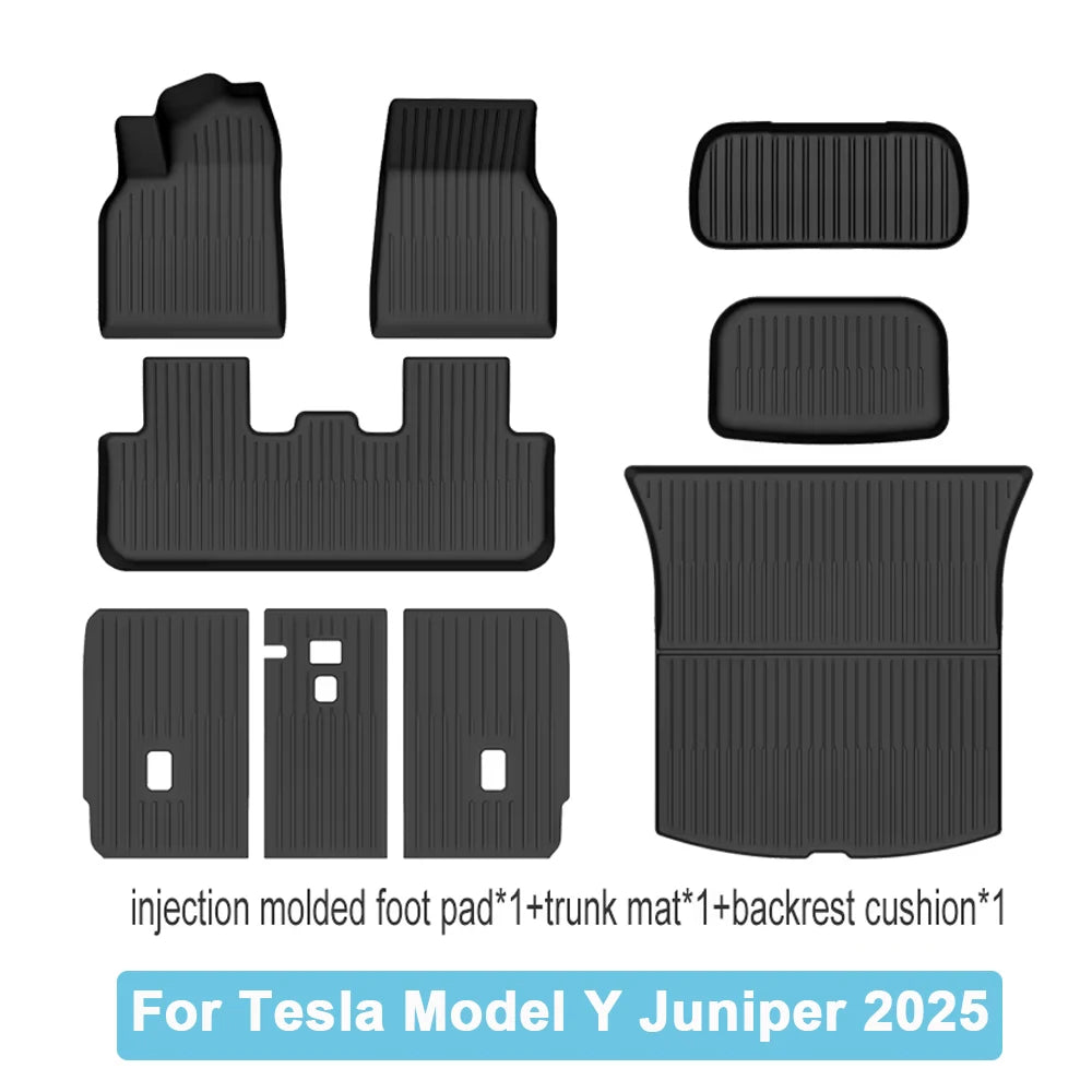 Car Trunk Mat For New Tesla Model Y 2025 Juniper TPE Floor Mats And Cargo Liner All Weather Floor Liner Backrest Mats
