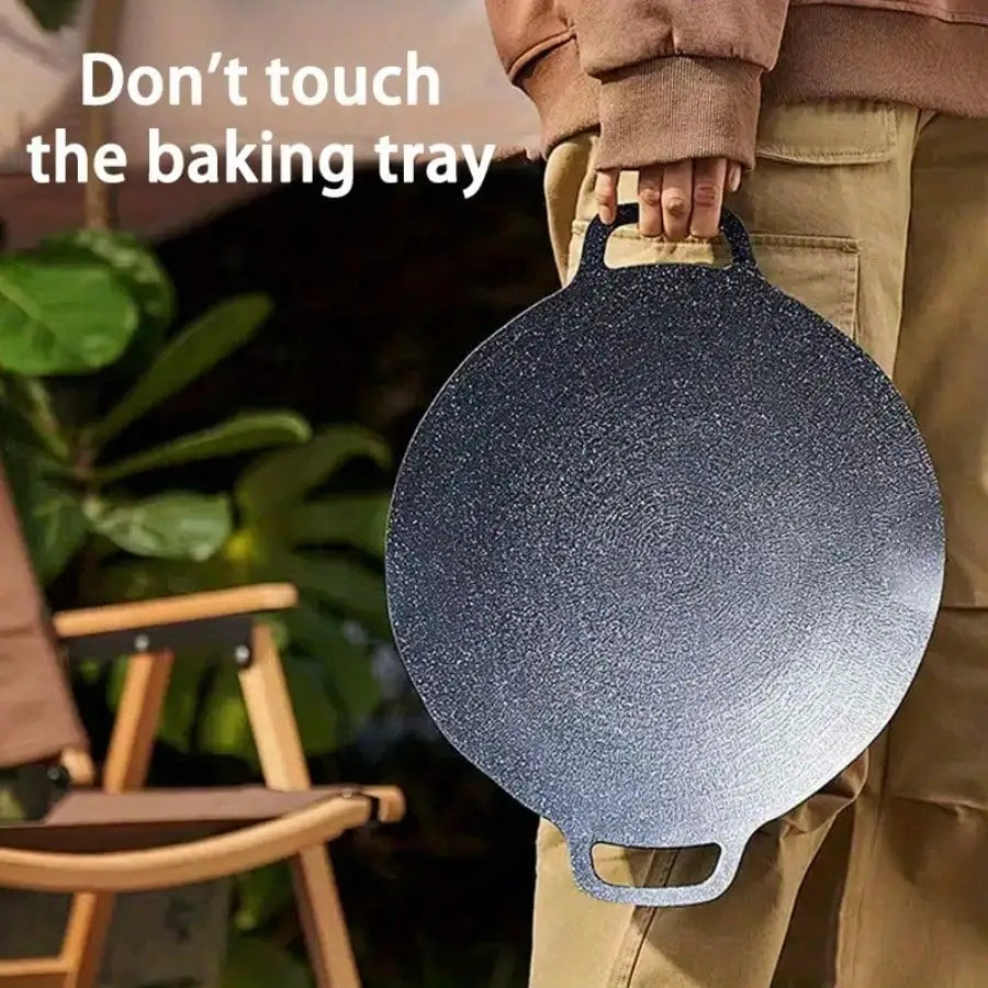 Korean Grill Pan,Nonstick Round Griddle Grill Pan for BBQ,Round BBQ Griddle with Handle,Multifunctional Stove Plate for Meats