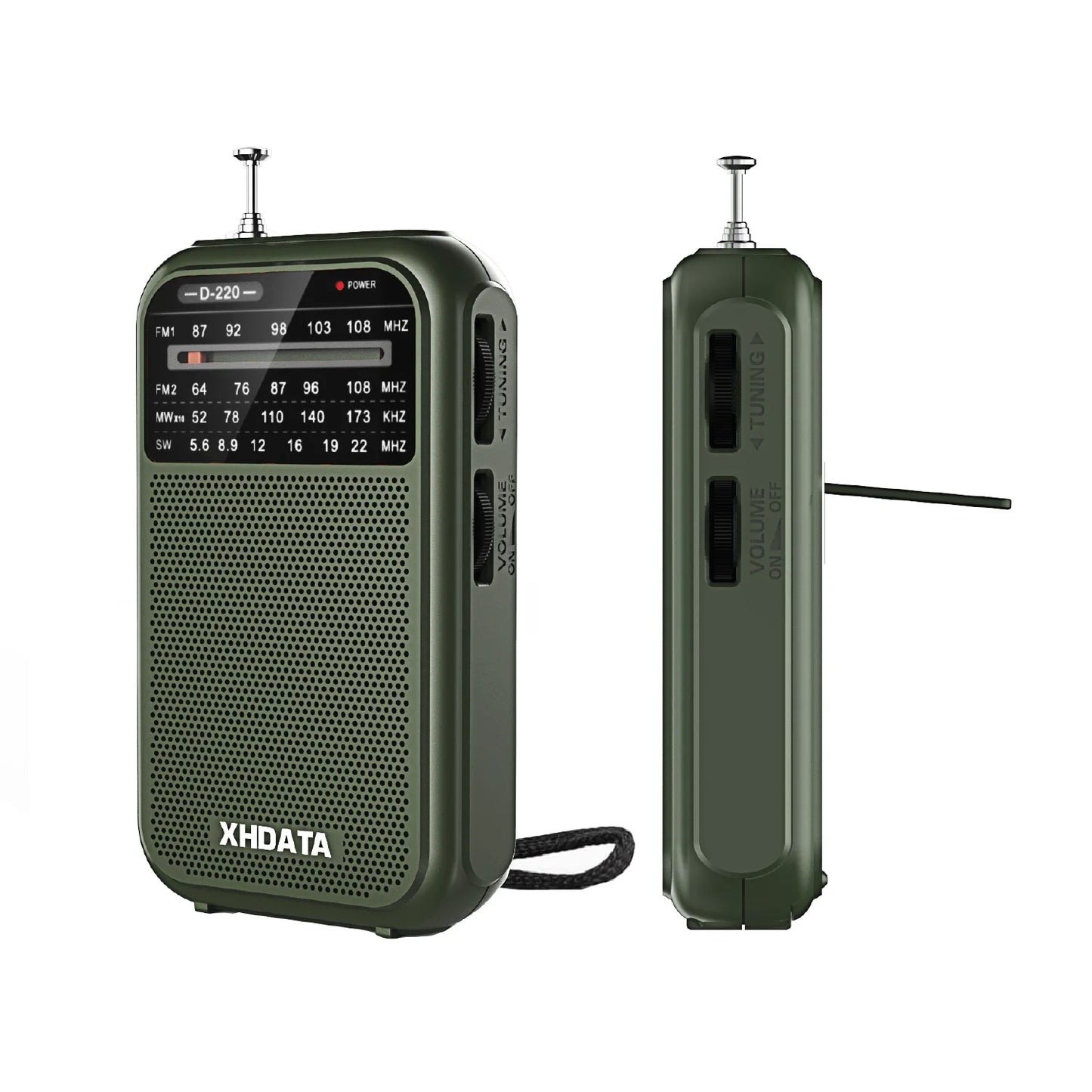 XHDATA D220 Vintage Retro Portable Pocket Radio FM 1-2 MW 9K 10K SW 4 Bands High Sensitivity DSP Digital Radio