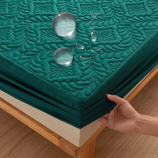 Waterproof Quilted Mattress Protector Breathable Mattress Cover Anti-Mite Anti-Bacterial Fitted Bed Sheet