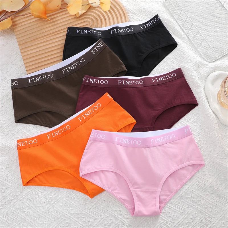 5 Pcs Set Women Cotton Mid Rise Sexy Seamless Panties Solid Color Bikini Underwear S-XL Intimates Briefs