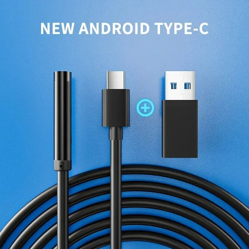 7 Millimeter Type C Endoscope Camera IP67 Waterproof Six LEDs Adjustable USB Android Flexible Inspection Borescope Cameras for Phone and PC