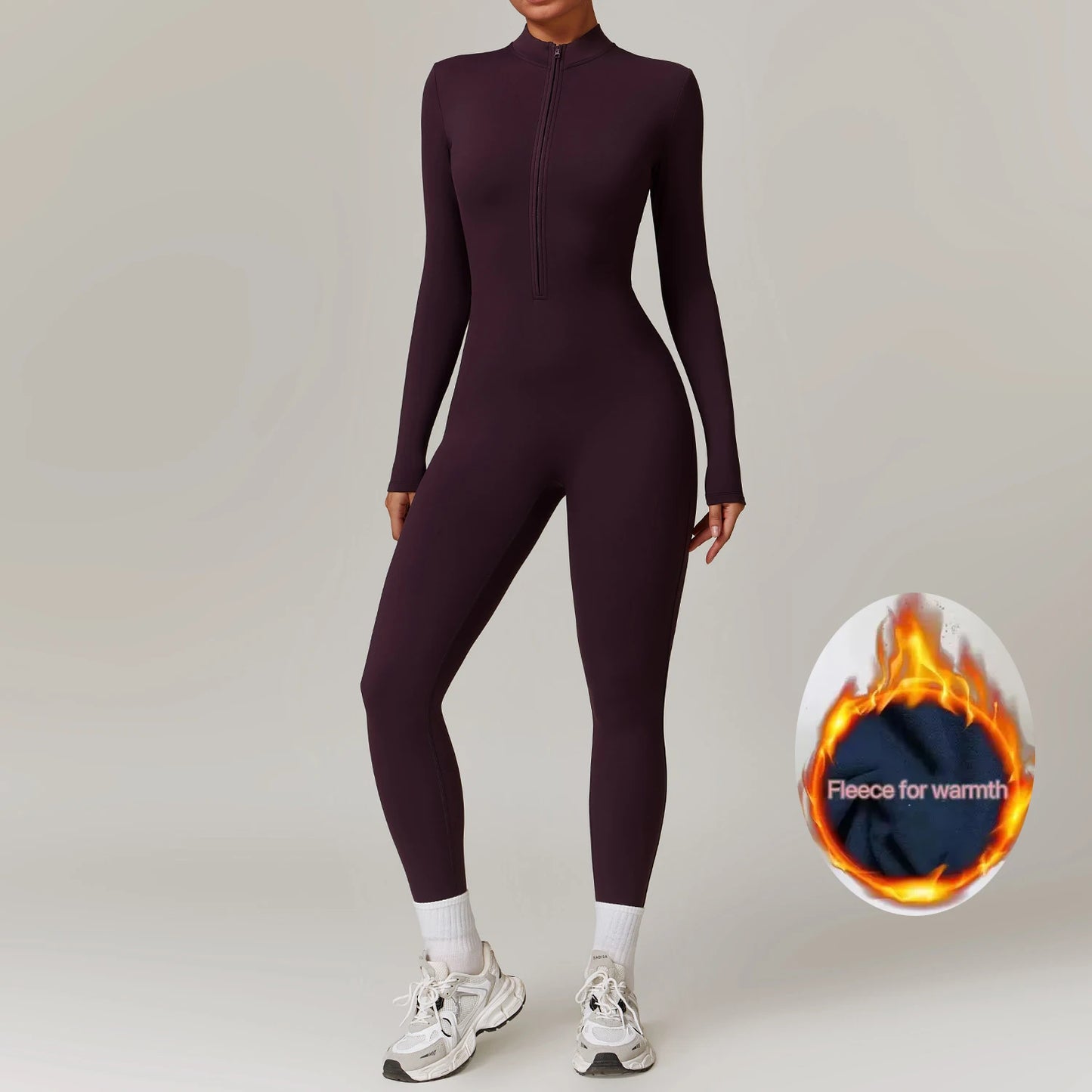 Winter Autumn Women's One Piece Yoga Jumpsuit Solid Polyester Spandex