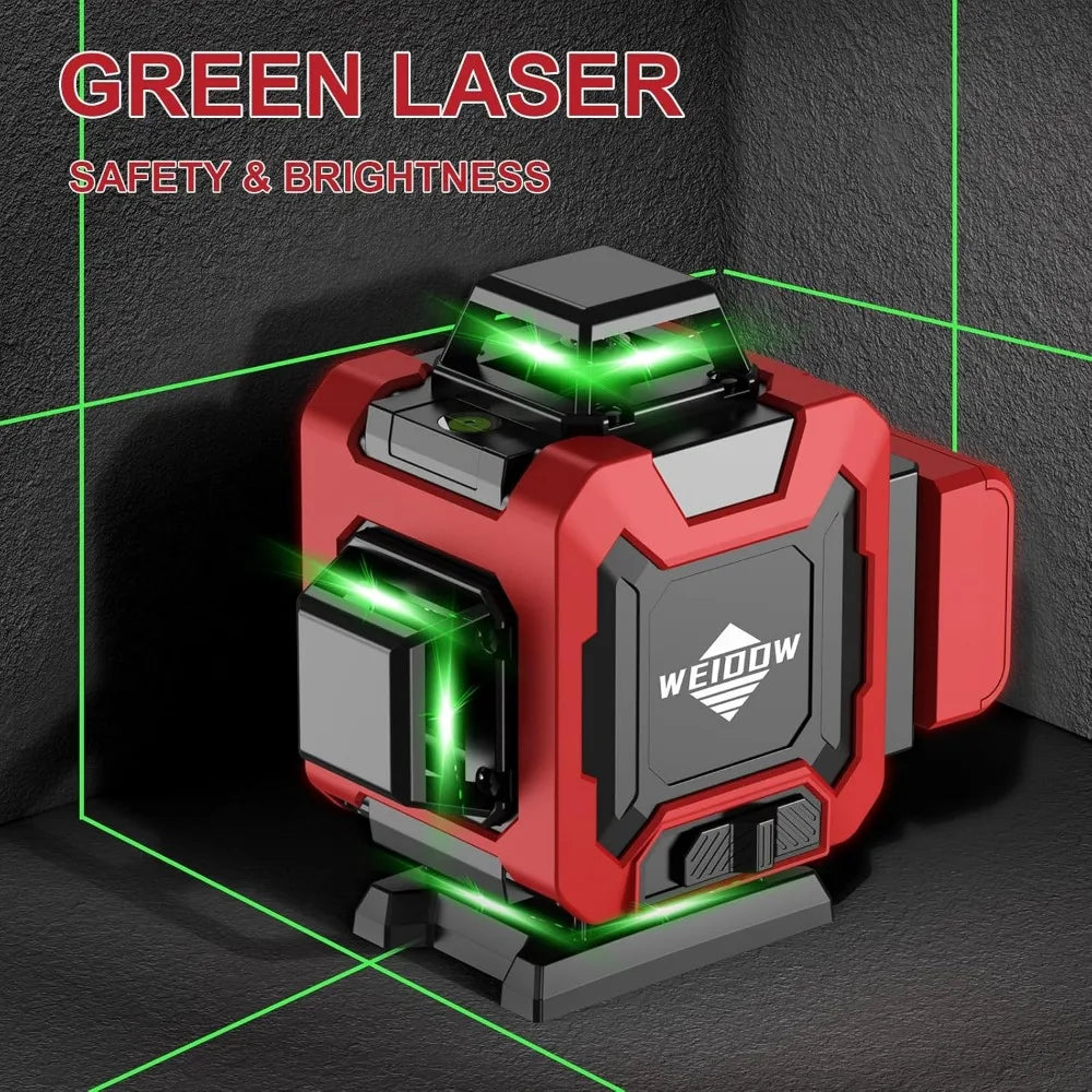 Laser Level 360 Self Leveling with Tripod WEIDDW 4D Laser Level 4x360 Degree Cross Line Laser with 4800mAh Batteries